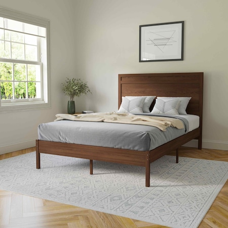 Flash Furniture Brown Full Wooden Platform Bed with Headboard MG09003FB-F-BRN-GG